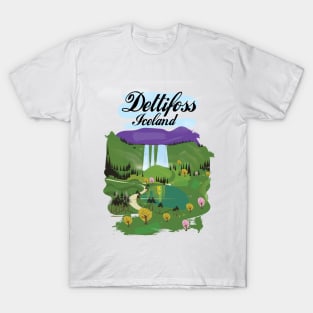 Dettifoss Iceland Waterfall travel poster T-Shirt